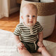 Olive Stripe Short Sleeve Organic Bodysuit - Thumbnail 4