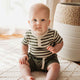 Olive Stripe Short Sleeve Organic Bodysuit - Thumbnail 6