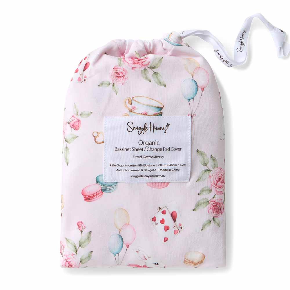 Alice’s Tea Party Organic Bassinet Sheet / Change Pad Cover - View 6