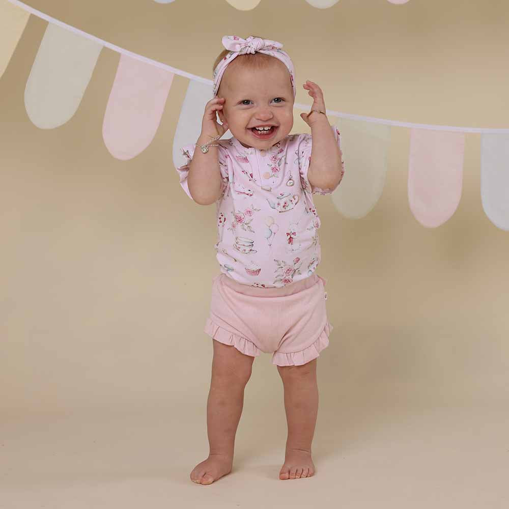 Alice’s Tea Party Short Sleeve Organic Bodysuit - View 12