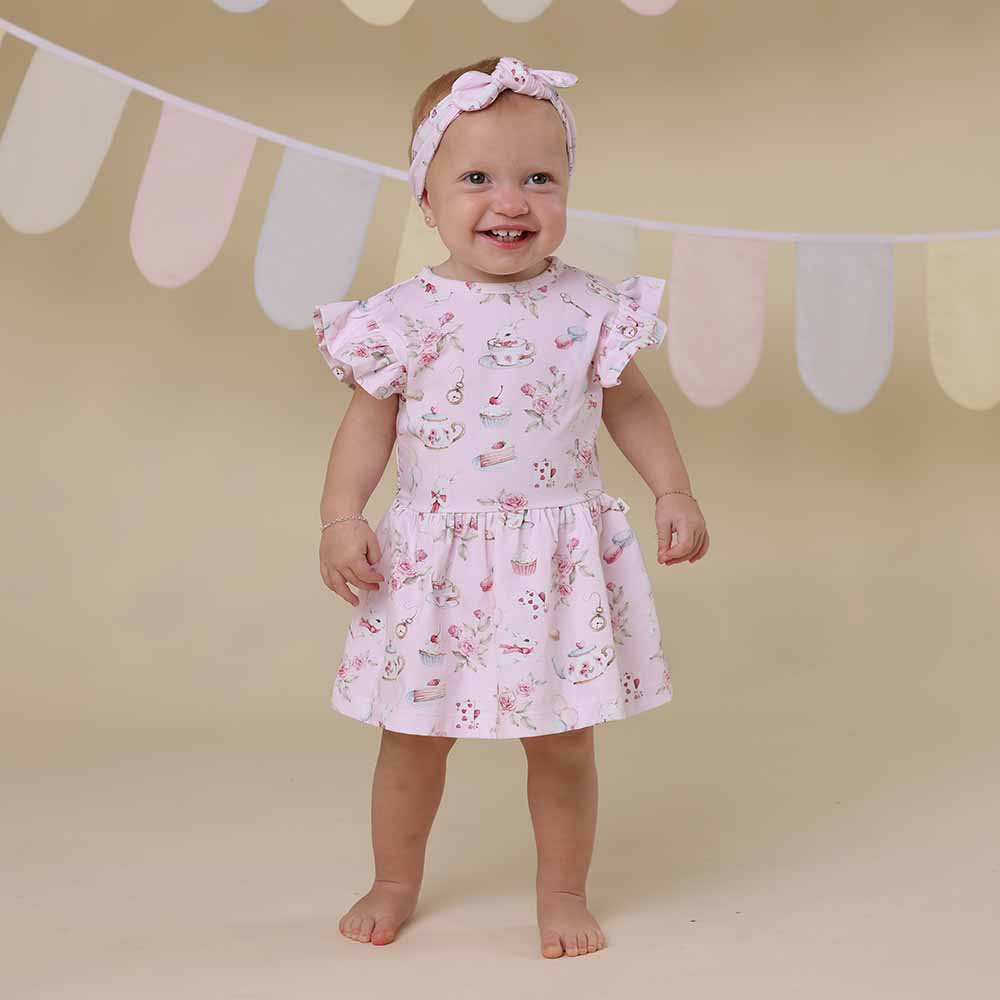 Alice’s Tea Party Short Sleeve Organic Dress - View 7