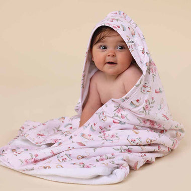 Alice's Tea Party Organic Hooded Towel | Snuggle Hunny