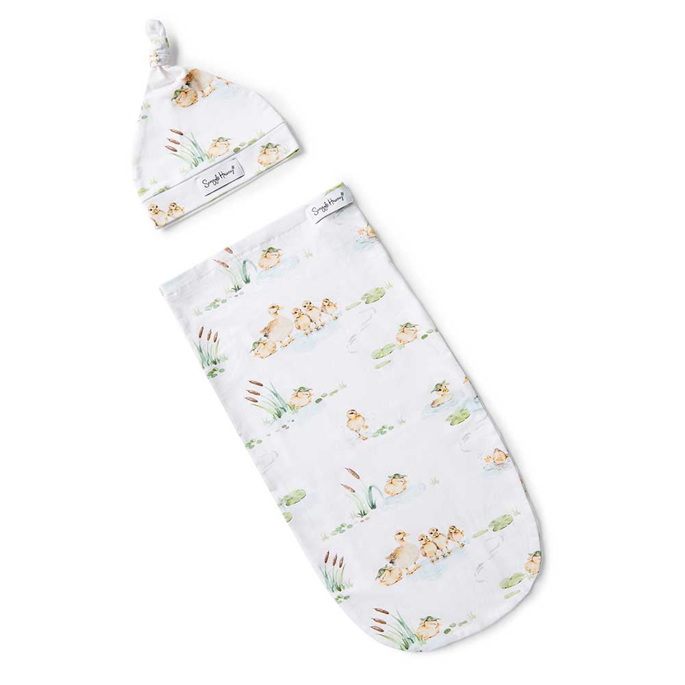 Duck Pond Organic Snuggle Swaddle & Beanie Set - View 2