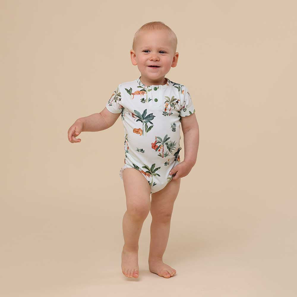 Jungle Short Sleeve Organic Bodysuit - View 1