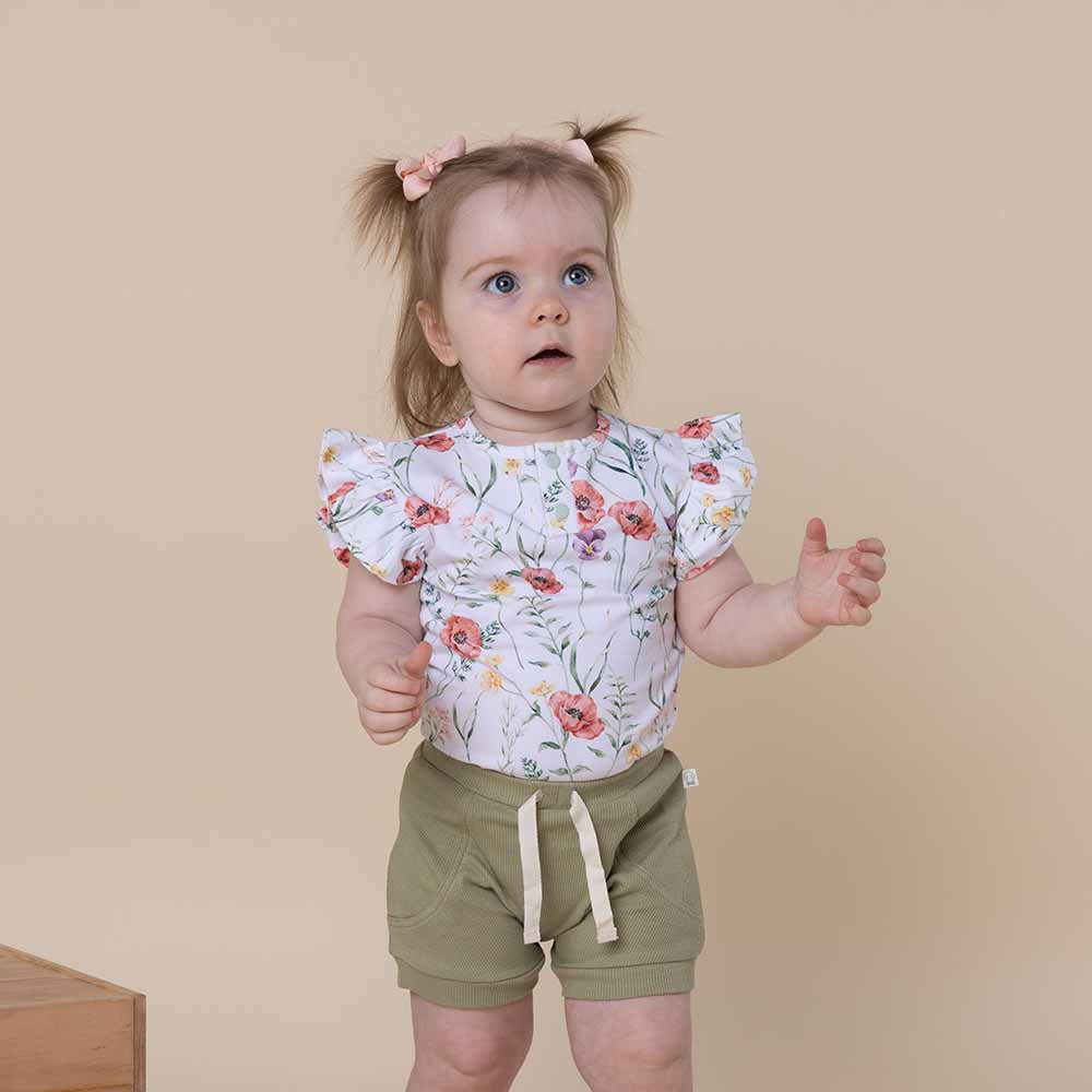 Meadow Short Sleeve Organic Bodysuit with Frill - View 5