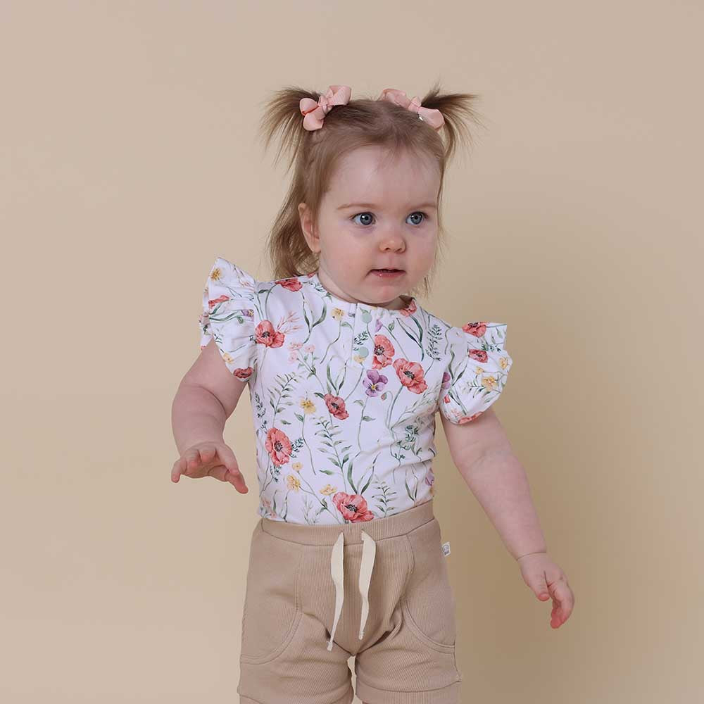 Meadow Short Sleeve Organic Bodysuit with Frill - View 6