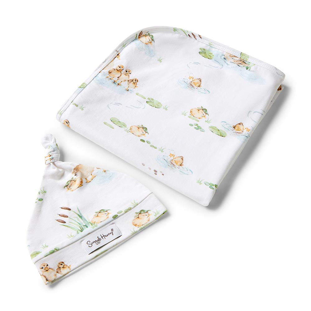 Duck Pond Organic Jersey Wrap & Beanie Set - View 2