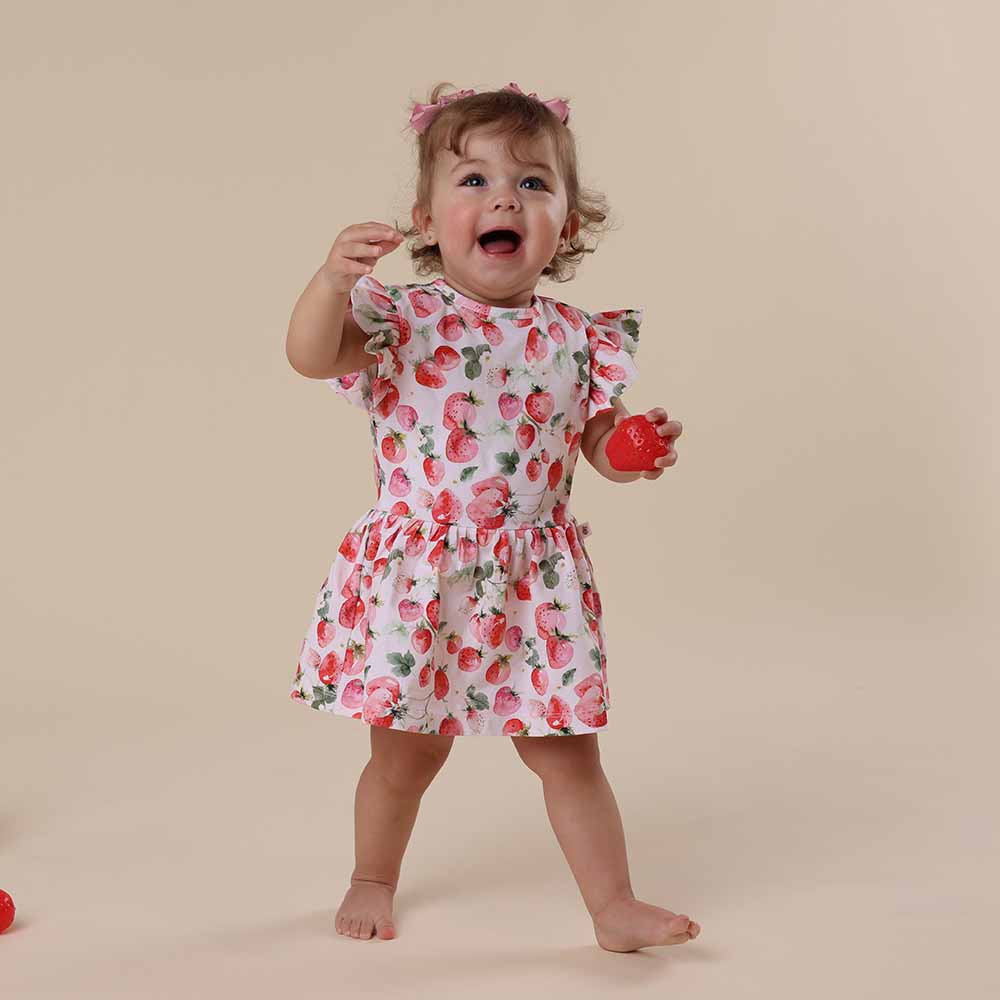 Strawberry Short Sleeve Organic Dress - View 13