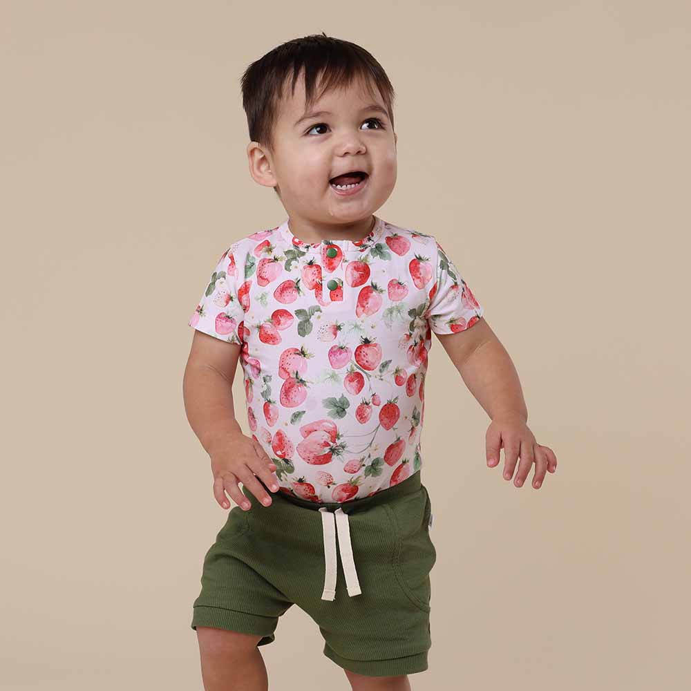 Strawberry Short Sleeve Organic Bodysuit - View 3