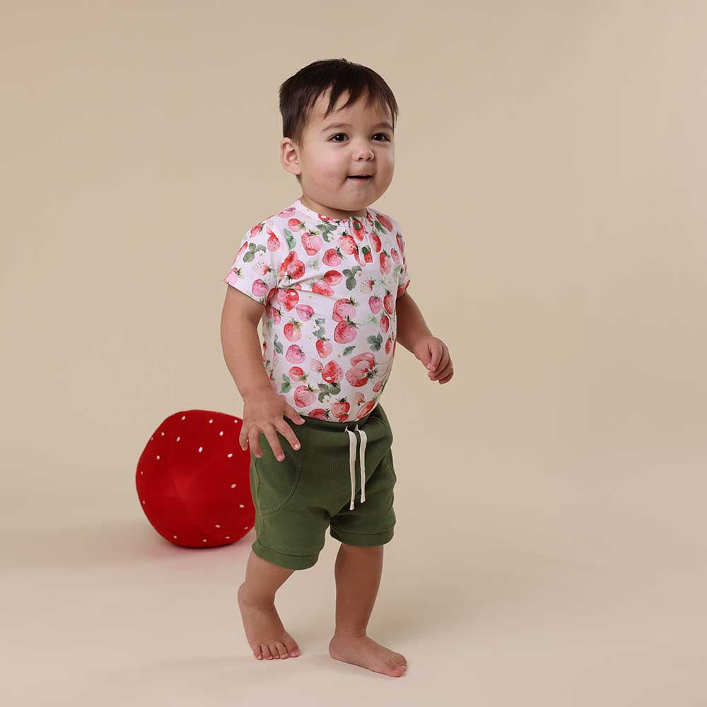 Strawberry Short Sleeve Organic Bodysuit - View 7