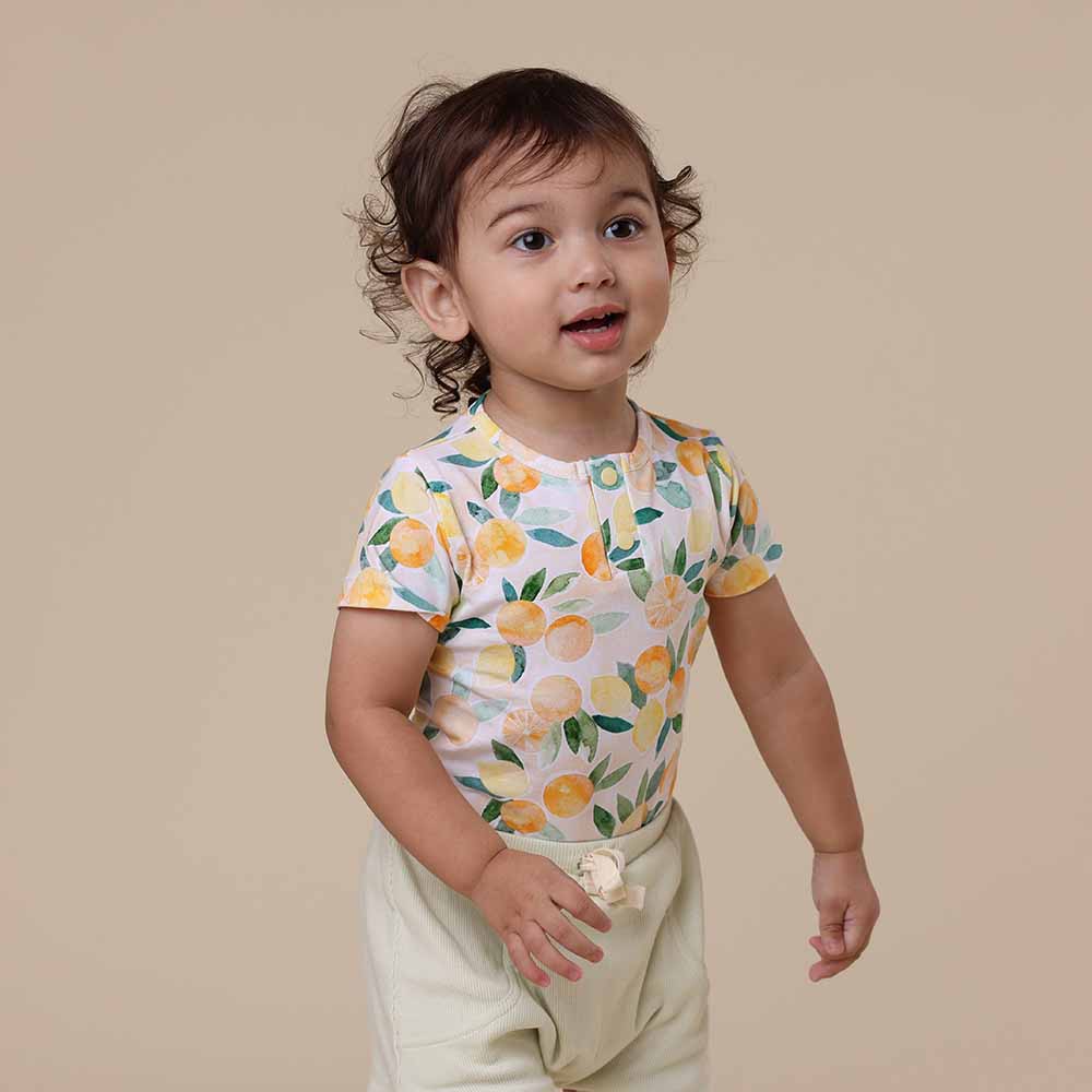 Sunny Citrus Short Sleeve Organic Bodysuit - View 3
