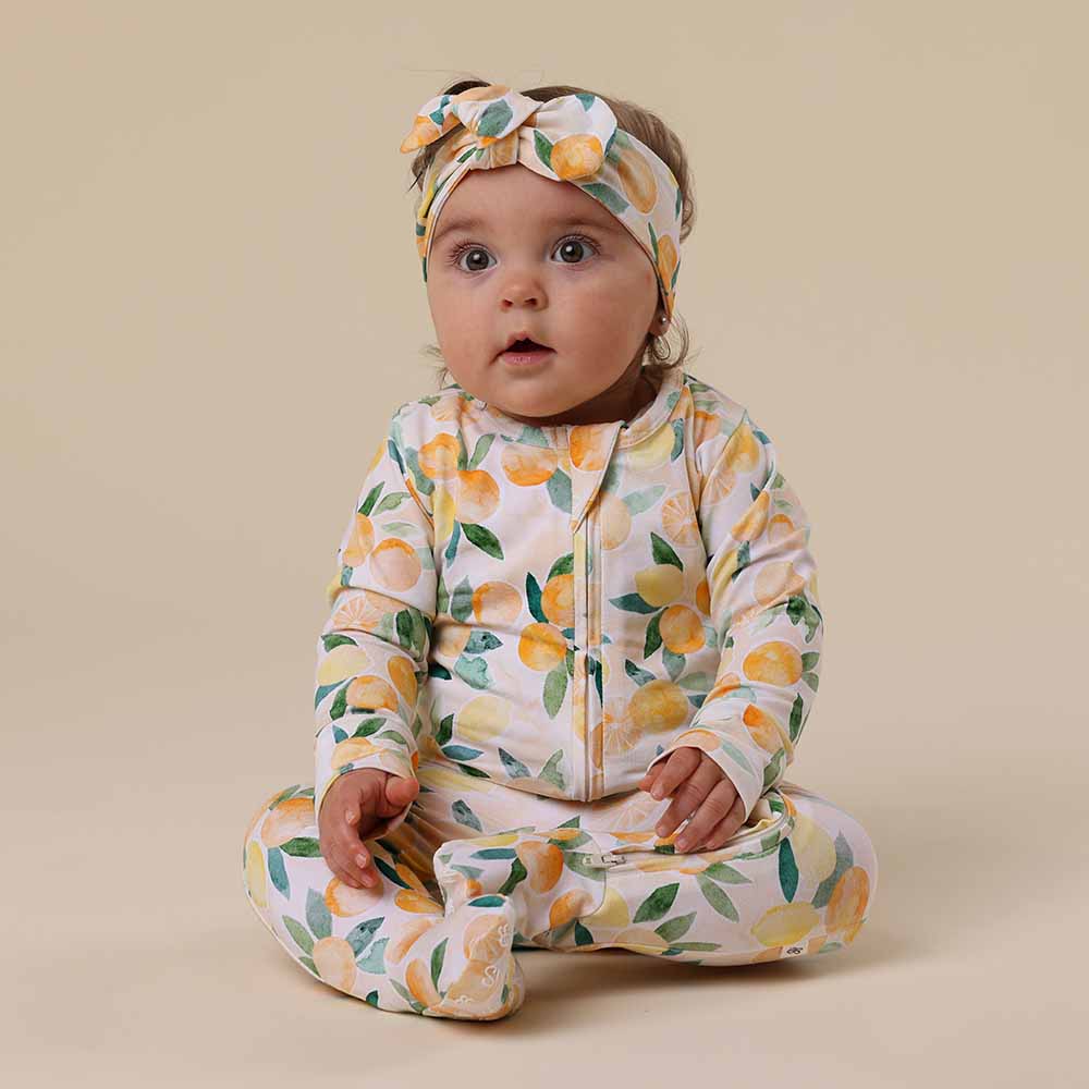 Sunny Citrus Organic Snuggle Sleepsuit Zip Footie - View 5