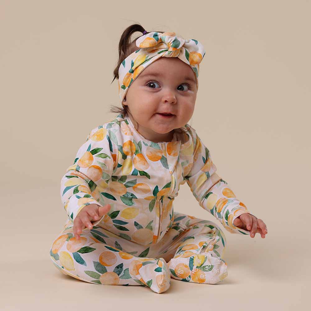 Sunny Citrus Organic Snuggle Sleepsuit Zip Footie - View 8