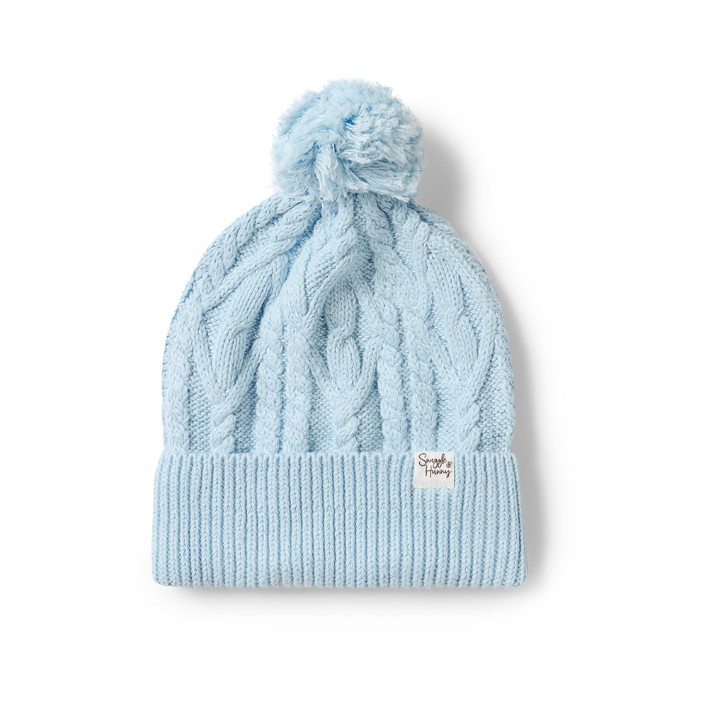 Baby Blue Organic Adult Knit Beanie - View 2