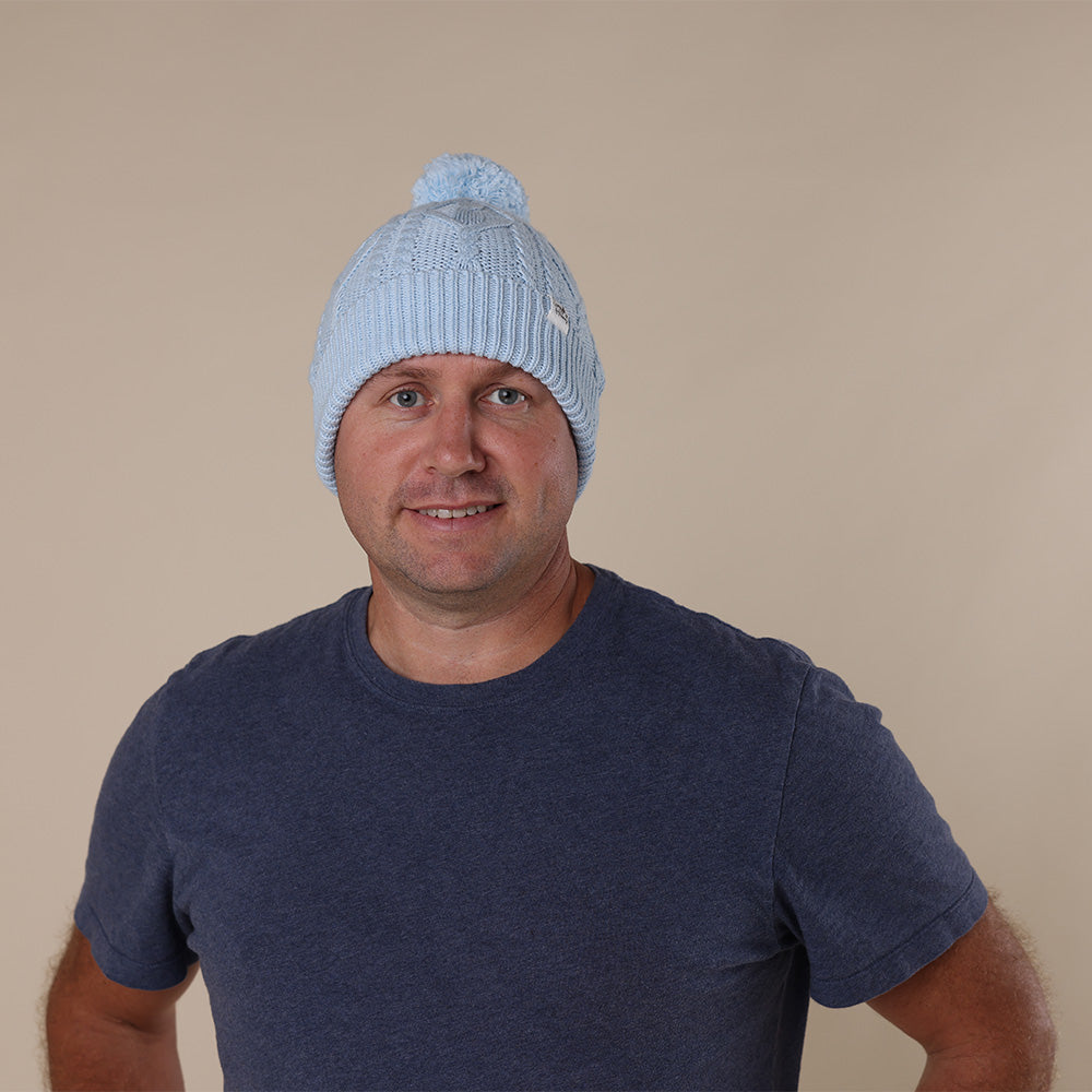 Baby Blue Organic Adult Knit Beanie - View 4