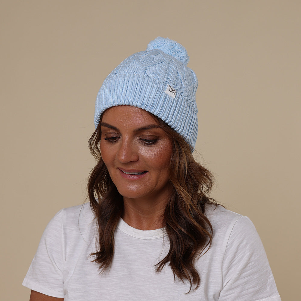 Baby Blue Organic Adult Knit Beanie - View 5