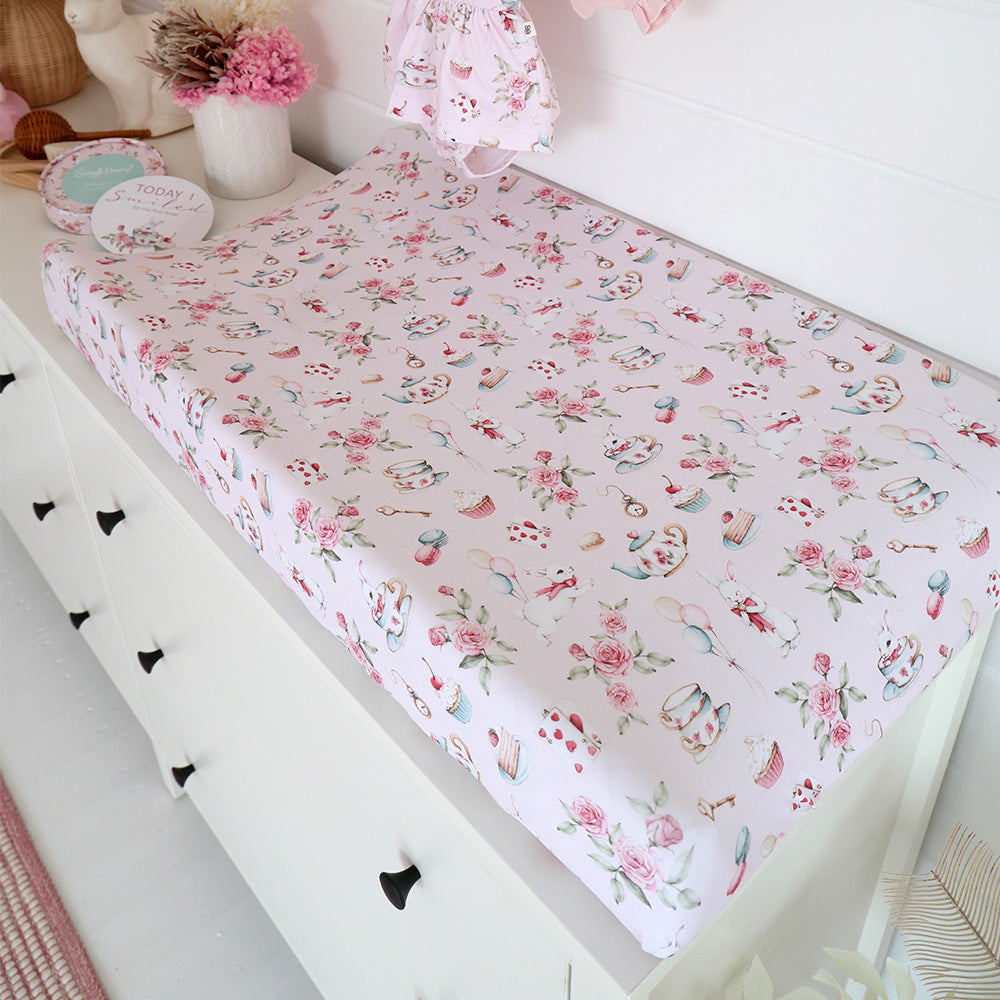 Alice’s Tea Party Organic Bassinet Sheet / Change Pad Cover - View 4