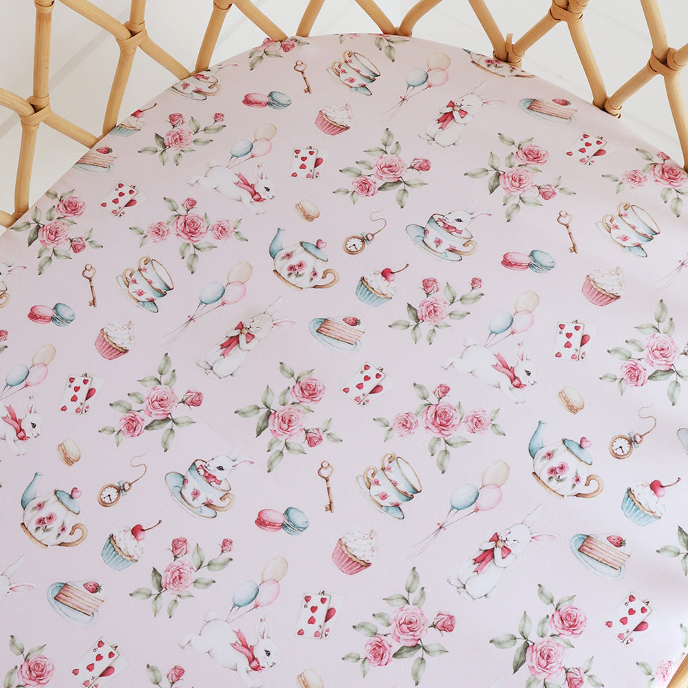 Alice’s Tea Party Organic Bassinet Sheet / Change Pad Cover - View 2