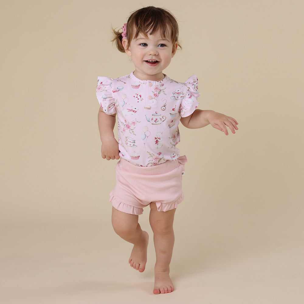 Alice’s Tea Party Short Sleeve Organic Bodysuit - View 11