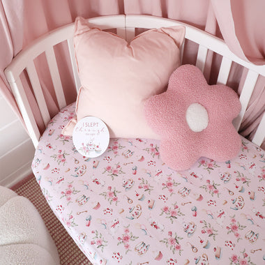 Alice's Tea Party Organic Cot Sheet | Snuggle Hunny