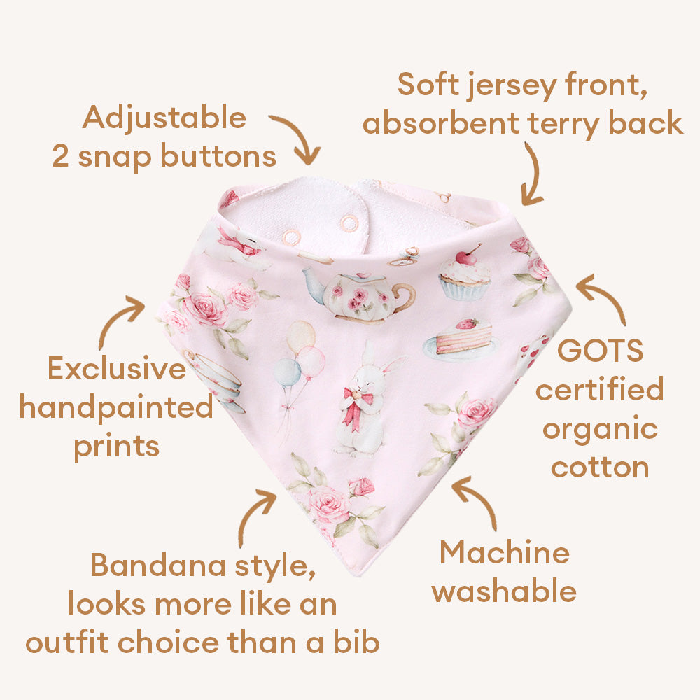 Alice’s Tea Party Organic Dribble Bib - View 4