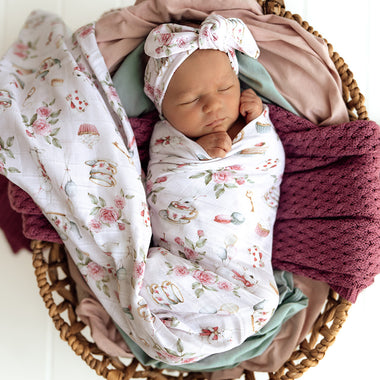 Alices Tea Party Organic Muslin Wrap | Snuggle Hunny