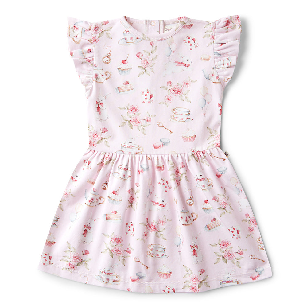 Alice’s Tea Party Short Sleeve Organic Dress - View 8
