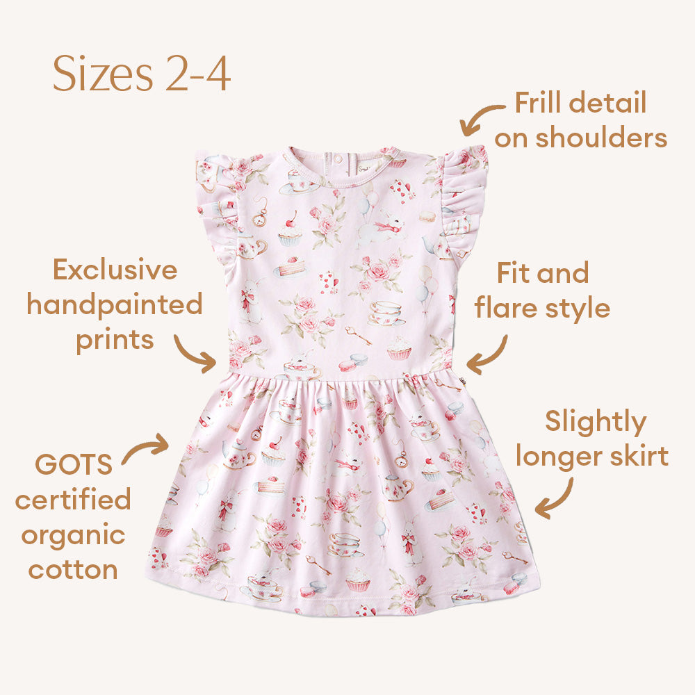 Alice’s Tea Party Short Sleeve Organic Dress - View 10