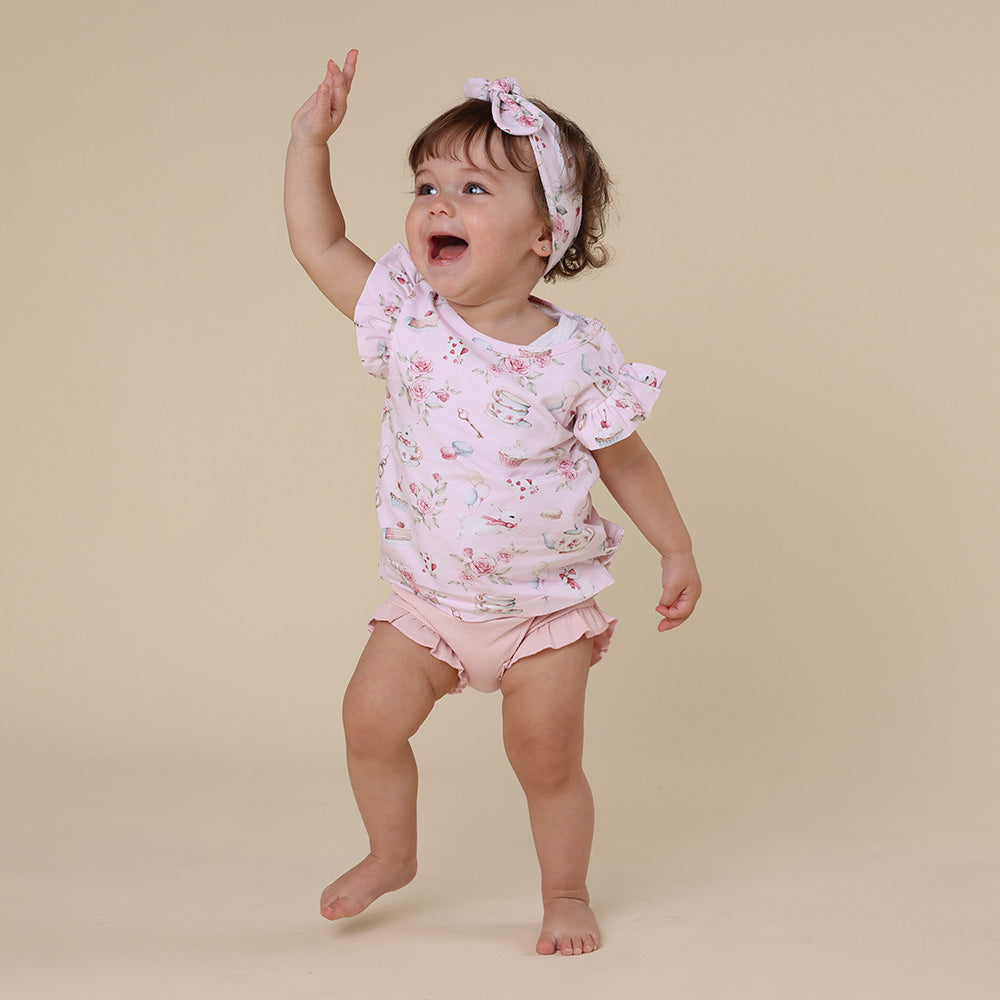 Alice’s Tea Party Organic T-Shirt with Frill - View 3