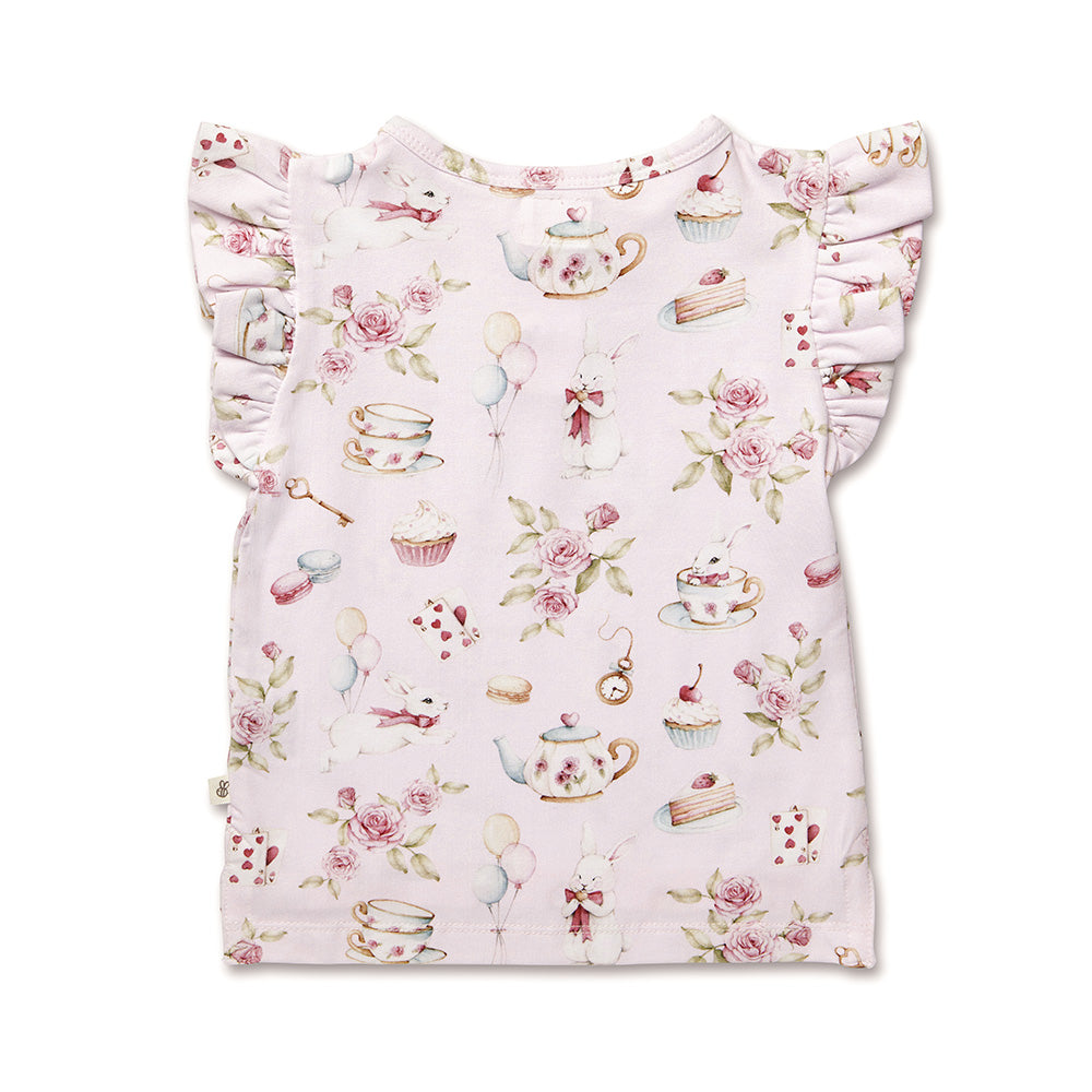 Alice's Tea Party Organic Short Sleeve Top with Frill - View 4
