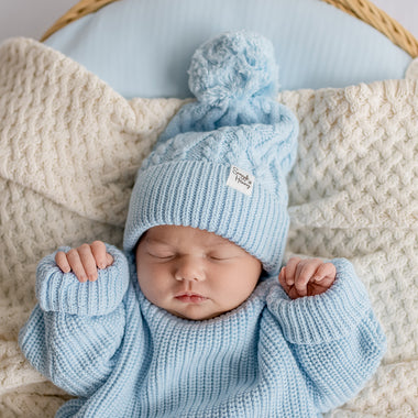 Baby Blue Organic Baby Knit Beanie | Snuggle Hunny