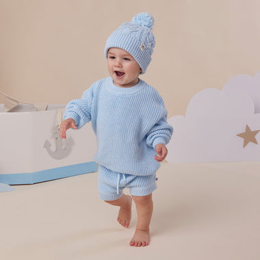Baby Blue Oversized Cotton Knit Jumper | Snuggle Hunny