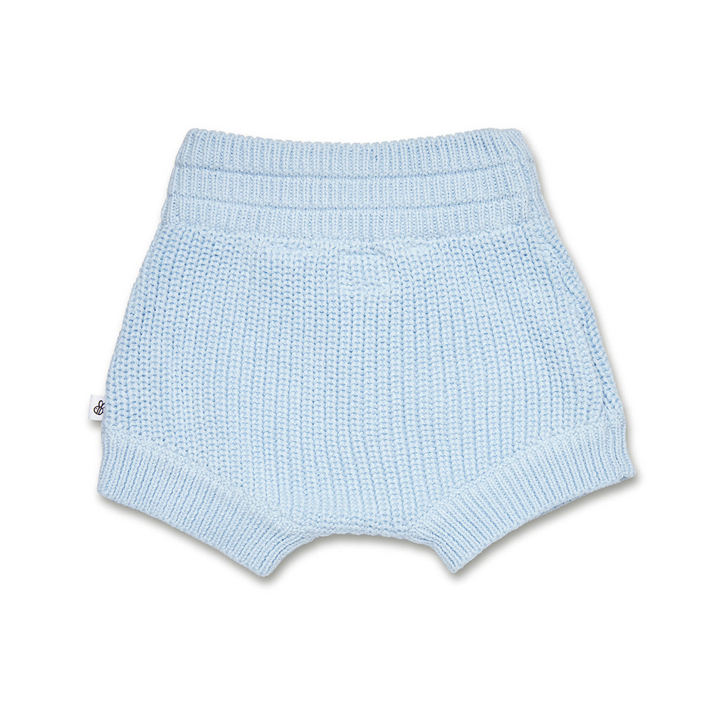 Baby Blue Organic Cotton Knit Shorts - View 7