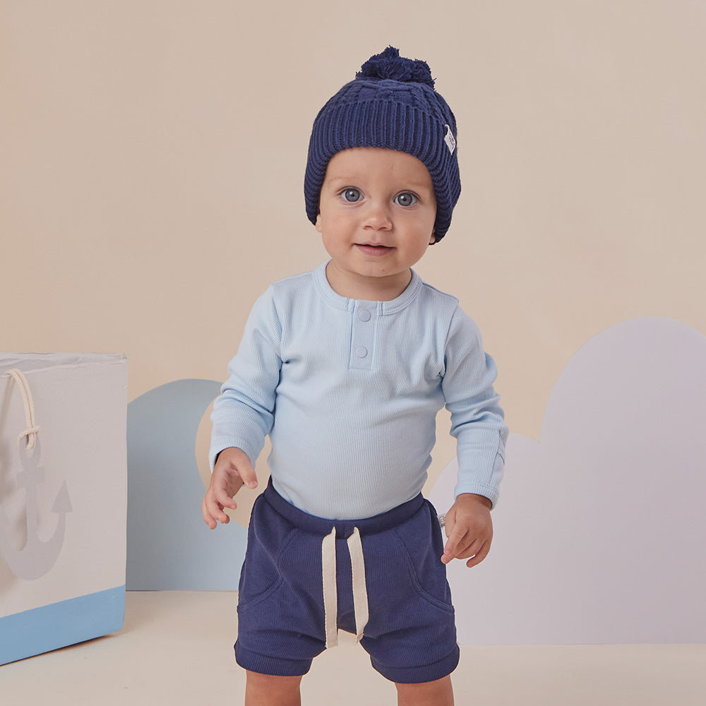 Baby Blue Long Sleeve Organic Bodysuit - View 7