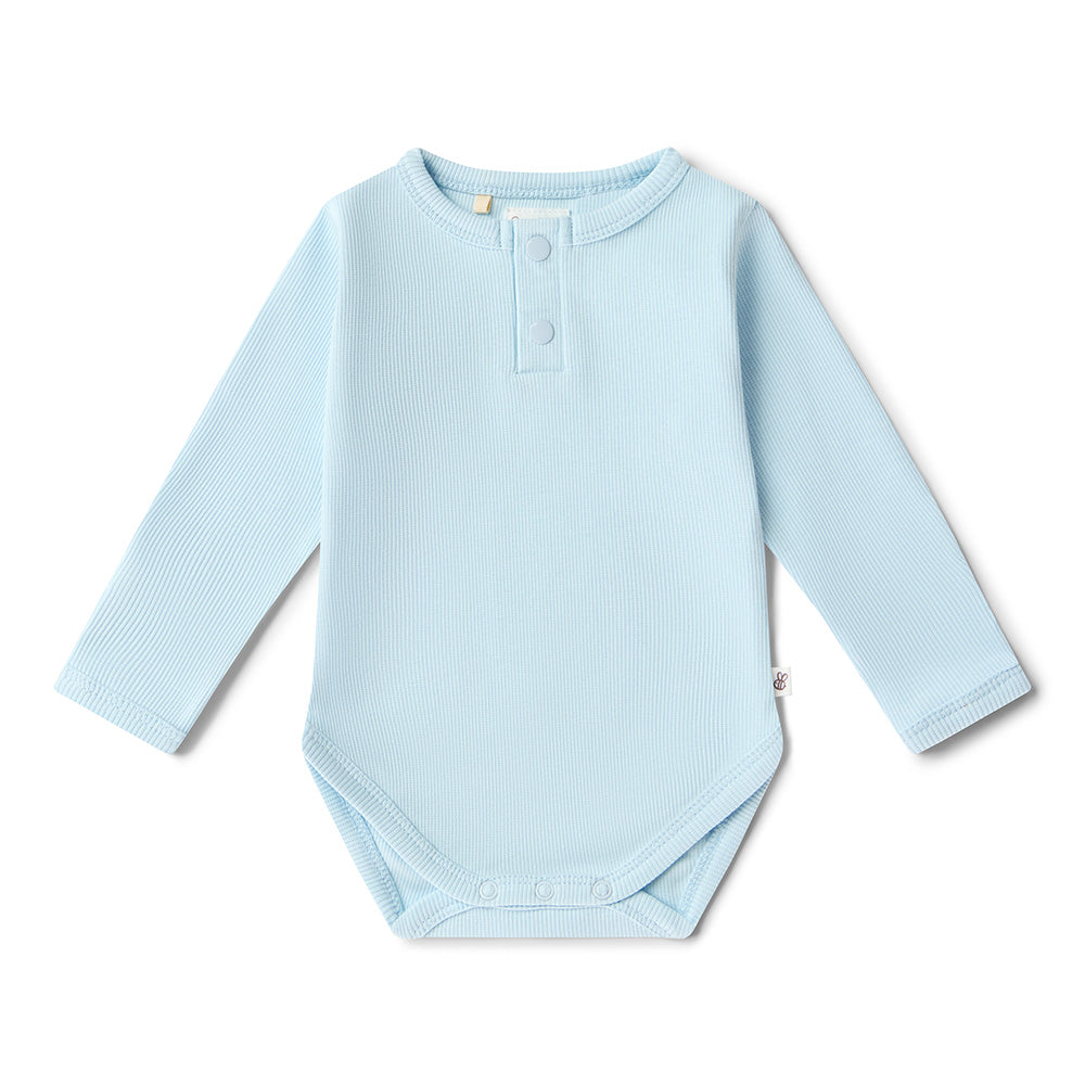 Baby Blue Long Sleeve Organic Bodysuit - View 2