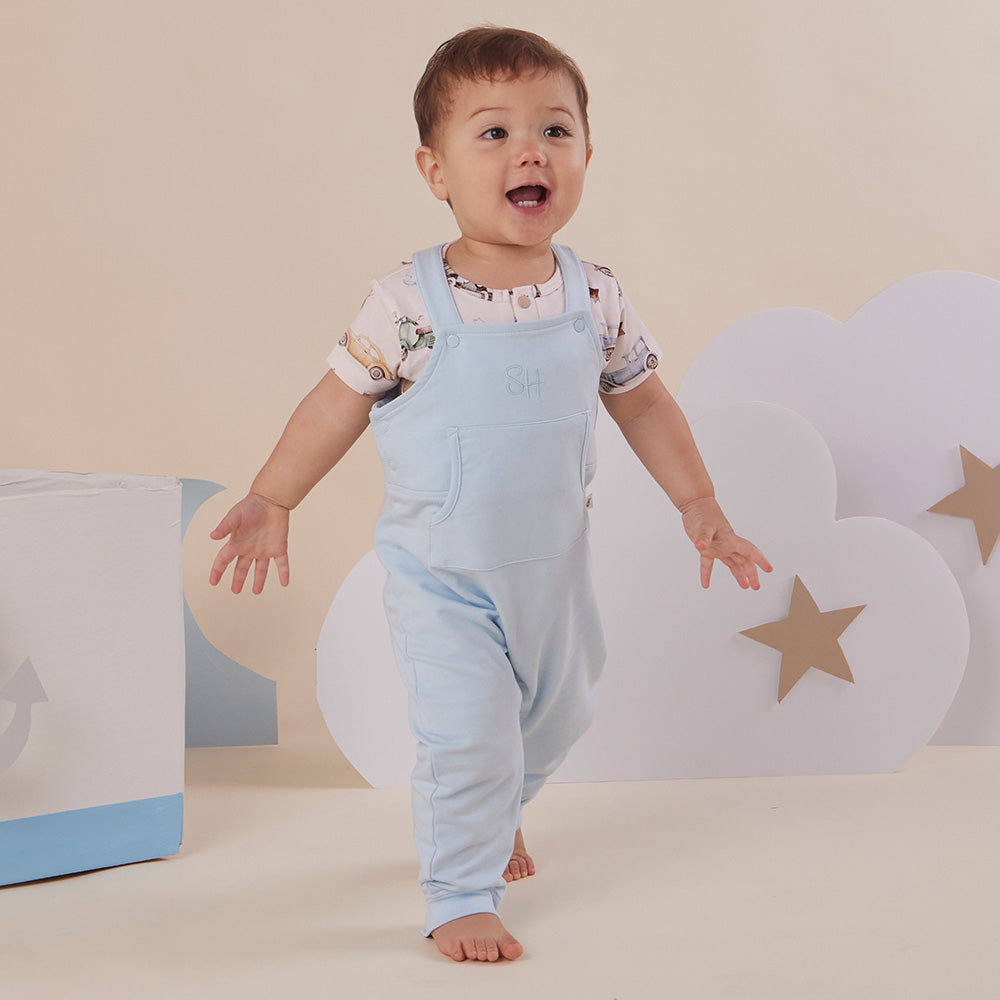 Baby Blue Organic Joey Overalls - View 4
