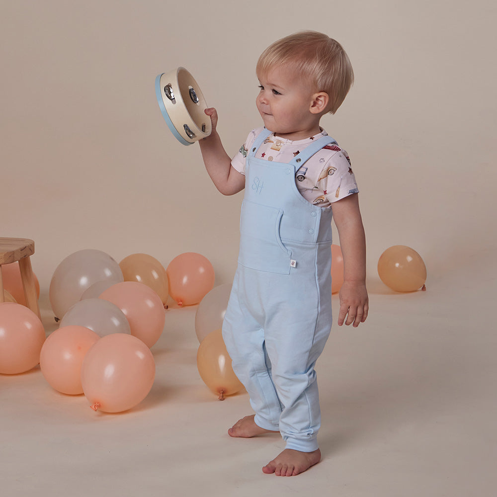Baby Blue Organic Joey Overalls - View 3
