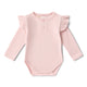 Baby Pink Long Sleeve Organic Bodysuit with Frill - Thumbnail 2