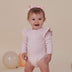 Baby Pink Long Sleeve Organic Bodysuit with Frill | Snuggle Hunny