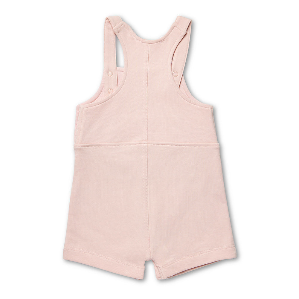 Baby Pink Organic Joey Overall Shorts - View 11
