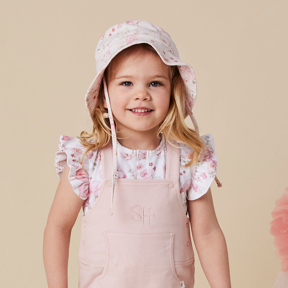 Baby Pink Organic Joey Overall Shorts - View 9