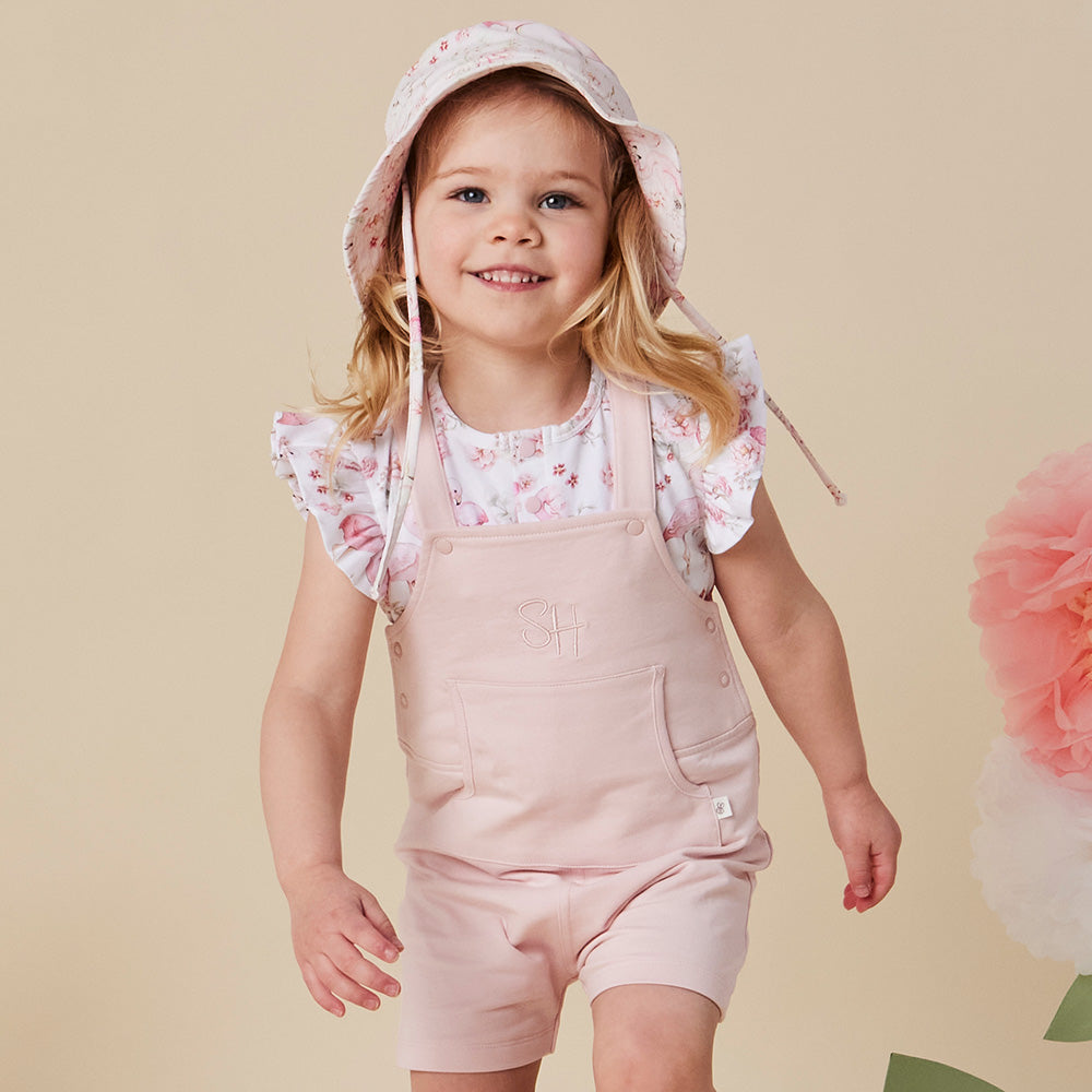 Baby Pink Organic Joey Overall Shorts - View 16