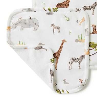 Baby Wash Cloths - Safari Organic Wash Cloths - 3 Pack