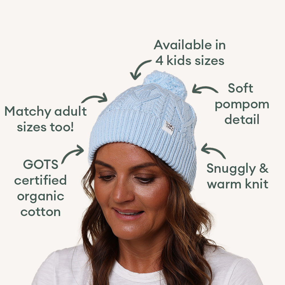 Baby Blue Organic Adult Knit Beanie - View 4