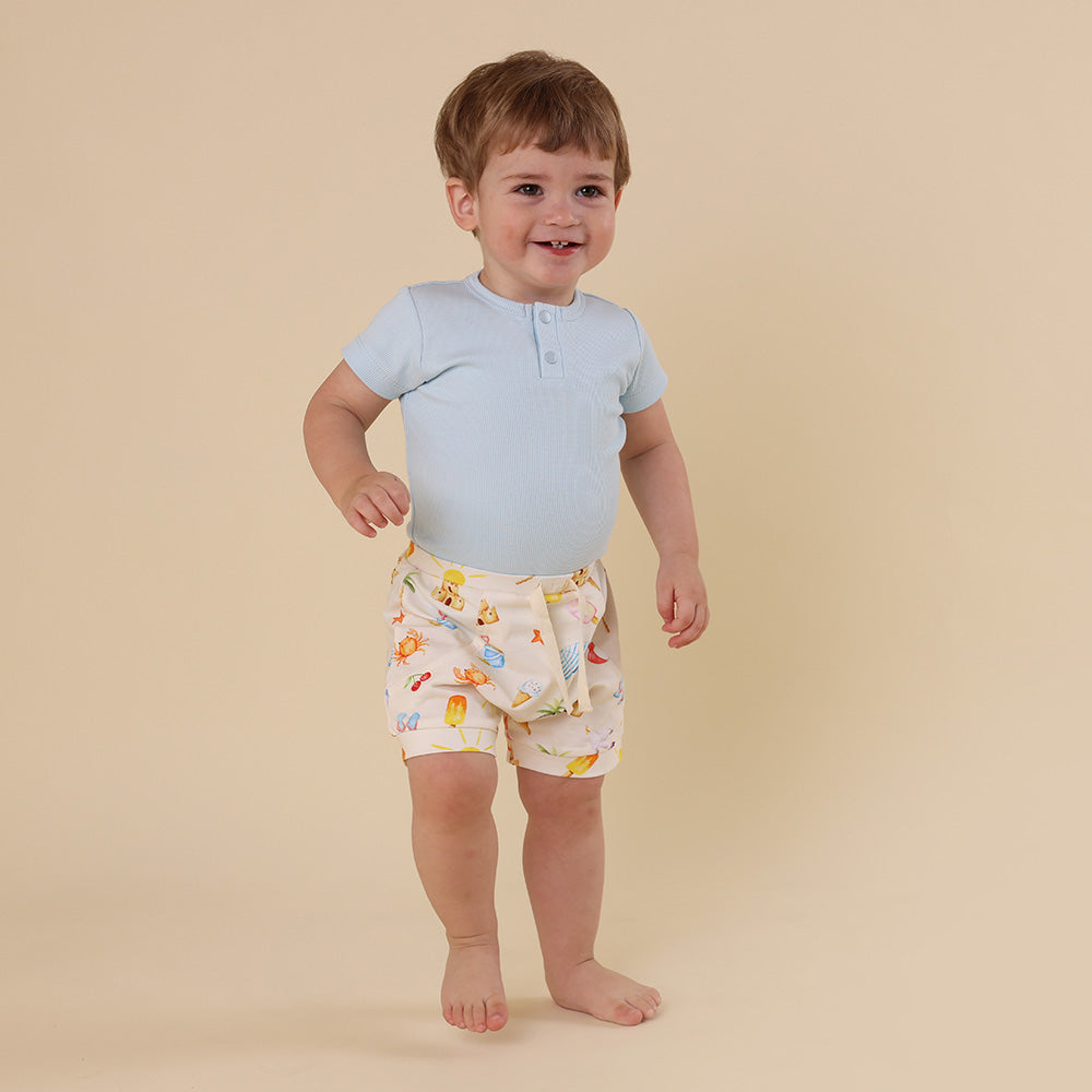 Baby Blue Short Sleeve Organic Bodysuit - View 4