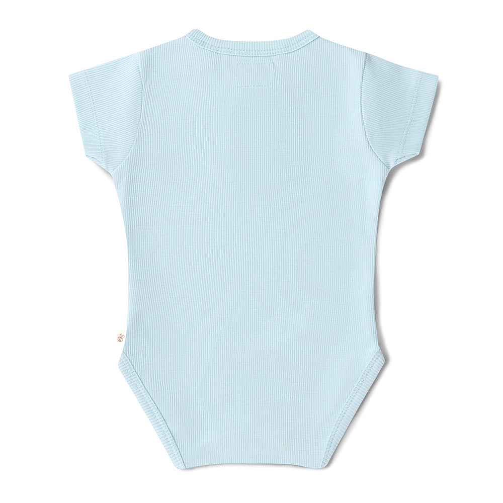 Baby Blue Short Sleeve Organic Bodysuit - View 8