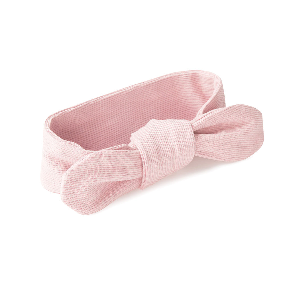 Baby Pink Ribbed Organic Topknot - View 2