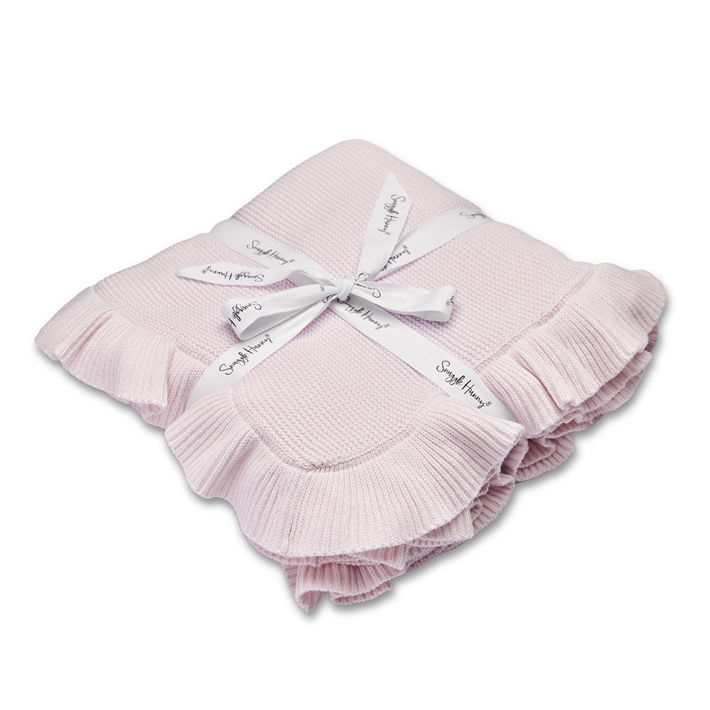 Blush Pink Ruffle Knit Organic Baby Blanket - View 2