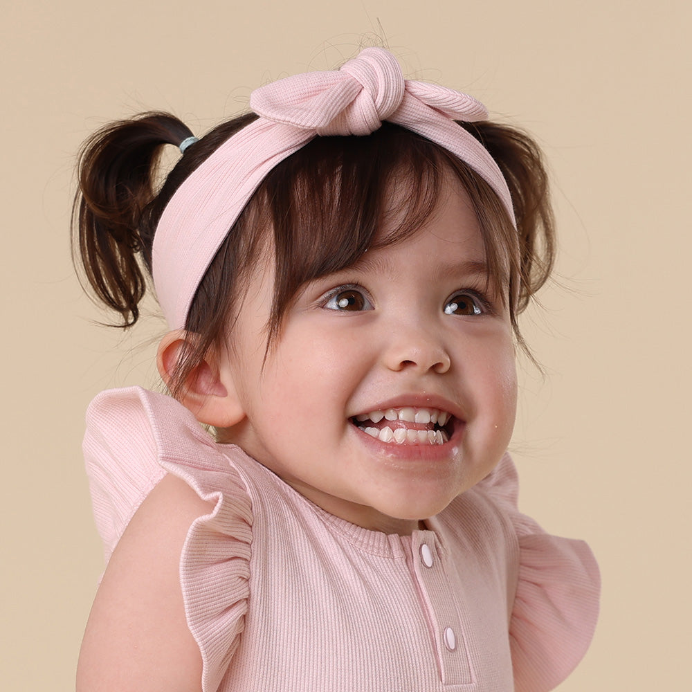 Baby Pink Ribbed Organic Topknot - View 3