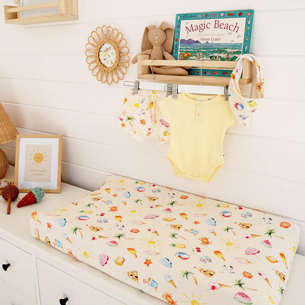 Beach Fun Organic Bassinet Sheet / Change Pad Cover - View 1